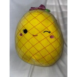 Squishmallows Maui the Pineapple 18 Inch Plush Yellow Fruit Purple Bow Winking